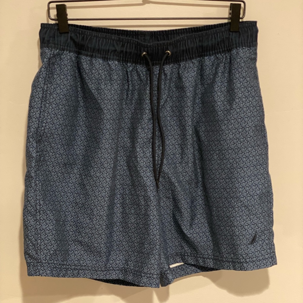 Nautica Men's Swim Trunks Medium 100% Polyester Blue Drawstring